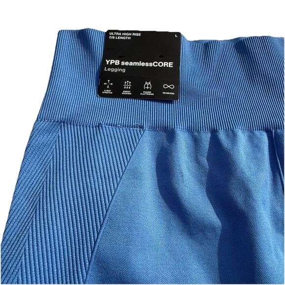 Abercrombie YPB Seamless Core High Waist 7/8 Legging Blue Ribbed NWT $65 Large - Picture 5 of 9